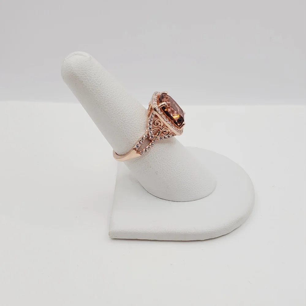 18k Rose Gold - 925 Brown Morganite Halo Ring